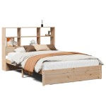 vidaXL Pat cu bibliotecă fără saltea, 120x190 cm, lemn masiv de pin vidaXL Pat cu bibliotecă fără saltea, 120x190 cm, lemn masiv de pin