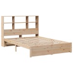 vidaXL Pat cu bibliotecă fără saltea, 120x190 cm, lemn masiv de pin vidaXL Pat cu bibliotecă fără saltea, 120x190 cm, lemn masiv de pin