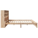 vidaXL Pat cu bibliotecă fără saltea, 120x190 cm, lemn masiv de pin vidaXL Pat cu bibliotecă fără saltea, 120x190 cm, lemn masiv de pin
