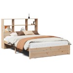 vidaXL Pat cu bibliotecă fără saltea, 140x190 cm, lemn masiv de pin vidaXL Pat cu bibliotecă fără saltea, 140x190 cm, lemn masiv de pin