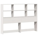 vidaXL Pat cu bibliotecă fără saltea, alb, 140x190 cm, lemn masiv pin