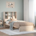 vidaXL Pat cu bibliotecă fără saltea, 90x200 cm, lemn masiv pin vidaXL Pat cu bibliotecă fără saltea, 90x200 cm, lemn masiv pin