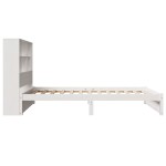 vidaXL Pat cu bibliotecă fără saltea, alb, 90x200 cm, lemn masiv pin vidaXL Pat cu bibliotecă fără saltea, alb, 90x200 cm, lemn masiv pin
