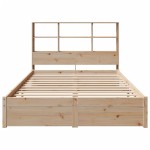 vidaXL Pat cu bibliotecă fără saltea, 140x200 cm, lemn masiv de pin