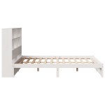 vidaXL Pat cu bibliotecă fără saltea, alb, 140x200 cm, lemn masiv pin vidaXL Pat cu bibliotecă fără saltea, alb, 140x200 cm, lemn masiv pin