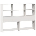 vidaXL Pat cu bibliotecă fără saltea, alb, 140x200 cm, lemn masiv pin vidaXL Pat cu bibliotecă fără saltea, alb, 140x200 cm, lemn masiv pin