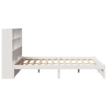 vidaXL Pat cu bibliotecă fără saltea, alb, 160x200 cm, lemn masiv pin