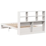 vidaXL Pat cu bibliotecă fără saltea, alb, 160x200 cm, lemn masiv pin
