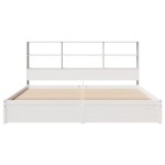 vidaXL Pat cu bibliotecă fără saltea, alb, 200x200 cm, lemn masiv pin