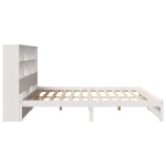 vidaXL Pat cu bibliotecă fără saltea, alb, 200x200 cm, lemn masiv pin