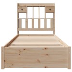 vidaXL Pat cu bibliotecă fără saltea, 75x190 cm, lemn masiv de pin
