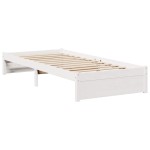 vidaXL Pat cu bibliotecă fără saltea, alb, 75x190 cm, lemn masiv pin vidaXL Pat cu bibliotecă fără saltea, alb, 75x190 cm, lemn masiv pin