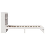 vidaXL Pat cu bibliotecă fără saltea, alb, 75x190 cm, lemn masiv pin vidaXL Pat cu bibliotecă fără saltea, alb, 75x190 cm, lemn masiv pin