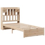 vidaXL Pat cu bibliotecă fără saltea, 90x190 cm, lemn masiv de pin vidaXL Pat cu bibliotecă fără saltea, 90x190 cm, lemn masiv de pin