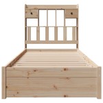 vidaXL Pat cu bibliotecă fără saltea, 90x190 cm, lemn masiv de pin vidaXL Pat cu bibliotecă fără saltea, 90x190 cm, lemn masiv de pin