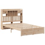 vidaXL Pat cu bibliotecă fără saltea, 135x190 cm, lemn masiv de pin