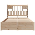 vidaXL Pat cu bibliotecă fără saltea, 135x190 cm, lemn masiv de pin