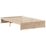 vidaXL Pat cu bibliotecă fără saltea, 135x190 cm, lemn masiv de pin