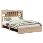 vidaXL Pat cu bibliotecă fără saltea, 140x190 cm, lemn masiv de pin vidaXL Pat cu bibliotecă fără saltea, 140x190 cm, lemn masiv de pin