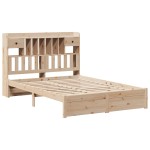 vidaXL Pat cu bibliotecă fără saltea, 140x190 cm, lemn masiv de pin vidaXL Pat cu bibliotecă fără saltea, 140x190 cm, lemn masiv de pin