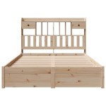 vidaXL Pat cu bibliotecă fără saltea, 140x190 cm, lemn masiv de pin vidaXL Pat cu bibliotecă fără saltea, 140x190 cm, lemn masiv de pin