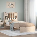 vidaXL Pat cu bibliotecă fără saltea, 90x200 cm, lemn masiv pin vidaXL Pat cu bibliotecă fără saltea, 90x200 cm, lemn masiv pin