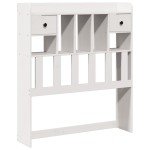 vidaXL Pat cu bibliotecă fără saltea, alb, 90x200 cm, lemn masiv pin vidaXL Pat cu bibliotecă fără saltea, alb, 90x200 cm, lemn masiv pin