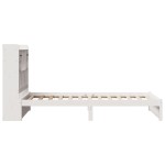 vidaXL Pat cu bibliotecă fără saltea, alb, 90x200 cm, lemn masiv pin vidaXL Pat cu bibliotecă fără saltea, alb, 90x200 cm, lemn masiv pin