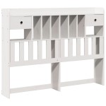 vidaXL Pat cu bibliotecă fără saltea, alb, 150x200 cm, lemn masiv pin