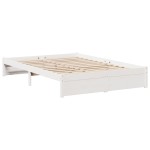 vidaXL Pat cu bibliotecă fără saltea, alb, 160x200 cm, lemn masiv pin