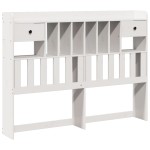 vidaXL Pat cu bibliotecă fără saltea, alb, 160x200 cm, lemn masiv pin