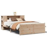 vidaXL Pat cu bibliotecă fără saltea, 120x190 cm, lemn masiv de pin vidaXL Pat cu bibliotecă fără saltea, 120x190 cm, lemn masiv de pin