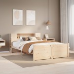 vidaXL Pat cu bibliotecă fără saltea, 120x190 cm, lemn masiv de pin vidaXL Pat cu bibliotecă fără saltea, 120x190 cm, lemn masiv de pin