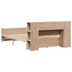 vidaXL Pat cu bibliotecă fără saltea, 120x190 cm, lemn masiv de pin vidaXL Pat cu bibliotecă fără saltea, 120x190 cm, lemn masiv de pin