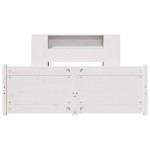 vidaXL Pat cu bibliotecă fără saltea, alb, 135x190 cm, lemn masiv pin vidaXL Pat cu bibliotecă fără saltea, alb, 135x190 cm, lemn masiv pin
