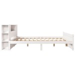 vidaXL Pat cu bibliotecă fără saltea, alb, 140x200 cm, lemn masiv pin vidaXL Pat cu bibliotecă fără saltea, alb, 140x200 cm, lemn masiv pin