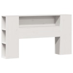 vidaXL Pat cu bibliotecă fără saltea, alb, 150x200 cm, lemn masiv pin