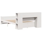 vidaXL Pat cu bibliotecă fără saltea, alb, 160x200 cm, lemn masiv pin vidaXL Pat cu bibliotecă fără saltea, alb, 160x200 cm, lemn masiv pin