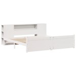 vidaXL Pat cu bibliotecă fără saltea, alb, 200x200 cm, lemn masiv pin vidaXL Pat cu bibliotecă fără saltea, alb, 200x200 cm, lemn masiv pin