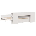 vidaXL Pat cu bibliotecă fără saltea, alb, 200x200 cm, lemn masiv pin vidaXL Pat cu bibliotecă fără saltea, alb, 200x200 cm, lemn masiv pin
