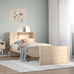 vidaXL Pat cu bibliotecă fără saltea, 90x190 cm, lemn masiv de pin vidaXL Pat cu bibliotecă fără saltea, 90x190 cm, lemn masiv de pin