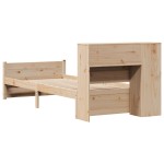 vidaXL Pat cu bibliotecă fără saltea, 90x190 cm, lemn masiv de pin vidaXL Pat cu bibliotecă fără saltea, 90x190 cm, lemn masiv de pin