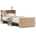 vidaXL Pat cu bibliotecă fără saltea, 90x200 cm, lemn masiv pin vidaXL Pat cu bibliotecă fără saltea, 90x200 cm, lemn masiv pin