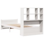 vidaXL Pat cu bibliotecă fără saltea, alb, 90x190 cm, lemn masiv pin