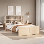 vidaXL Pat cu bibliotecă fără saltea, 120x200 cm, lemn masiv de pin vidaXL Pat cu bibliotecă fără saltea, 120x200 cm, lemn masiv de pin