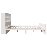 vidaXL Pat cu bibliotecă fără saltea, alb, 140x200 cm, lemn masiv pin vidaXL Pat cu bibliotecă fără saltea, alb, 140x200 cm, lemn masiv pin