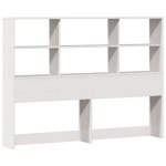 vidaXL Pat cu bibliotecă fără saltea, alb, 140x200 cm, lemn masiv pin vidaXL Pat cu bibliotecă fără saltea, alb, 140x200 cm, lemn masiv pin