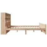 vidaXL Pat cu bibliotecă fără saltea, 150x200 cm, lemn masiv de pin