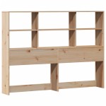 vidaXL Pat cu bibliotecă fără saltea, 150x200 cm, lemn masiv de pin