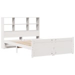 vidaXL Pat cu bibliotecă fără saltea, alb, 160x200 cm, lemn masiv pin